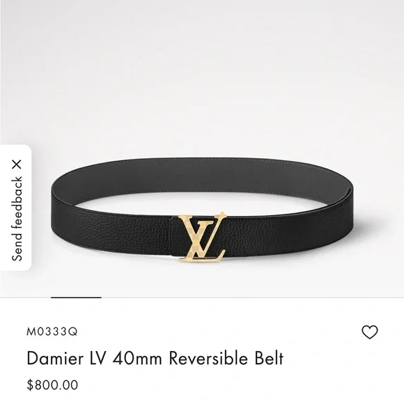 Louis Vuitton Damier LV 40mm Reversible Belt | 100% Authentic EUC Sz 100 - Picture 3 of 10